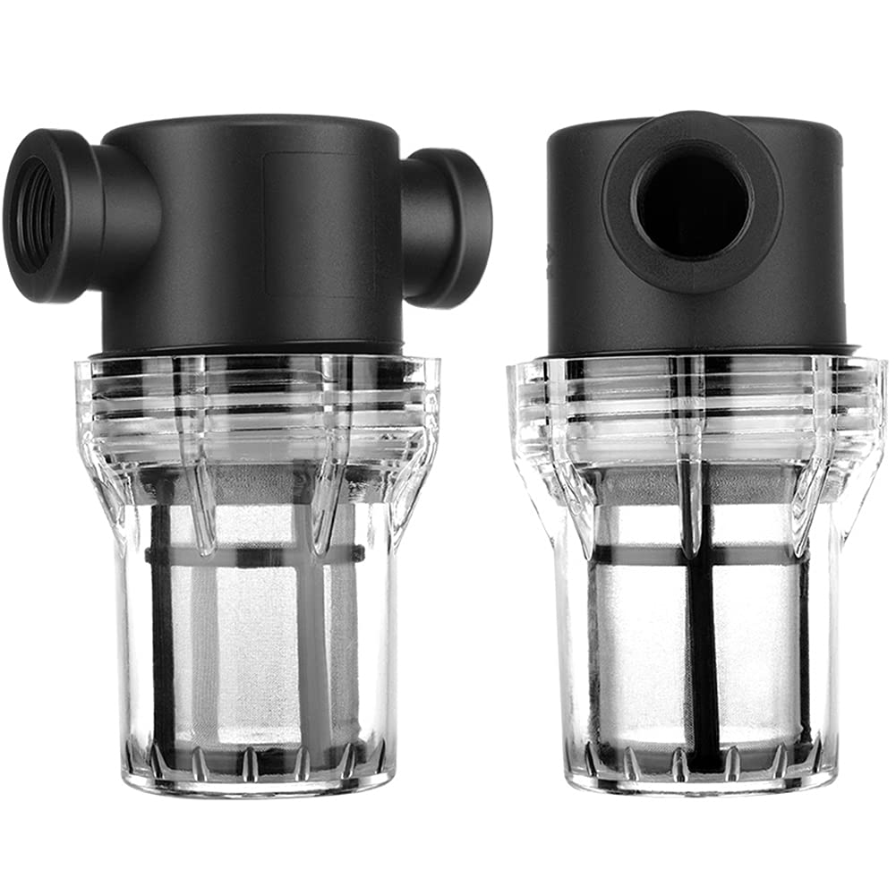 Inline Water Filter 1/2 Inch Hose Pipe Filter Pump Water Strainer Irrigation Filter Reusable Mesh Filter Stainless Steel Screen Garden Farm Water Filter for Tap Hose System
