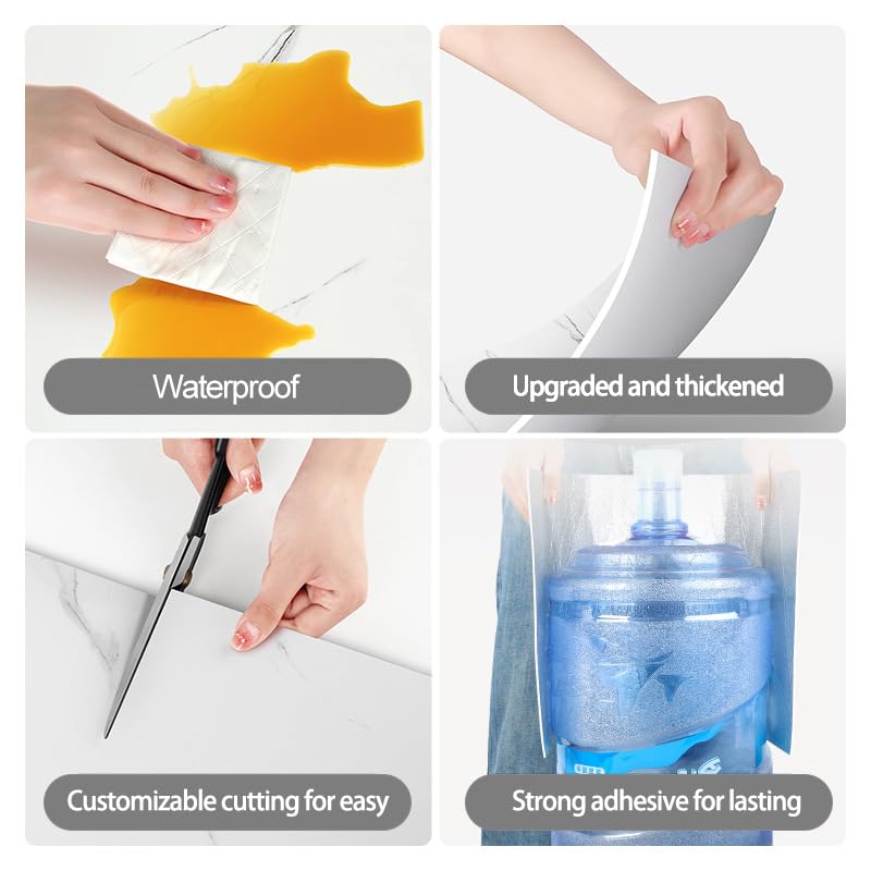 10Pcs 3D Wall Sticker Brick Foam Wallpaper Self Adhesive Waterproof Wall Panel for Kitchen Bathroom Living Room Marble Tile Effect DIY Home Decor Wall Covering