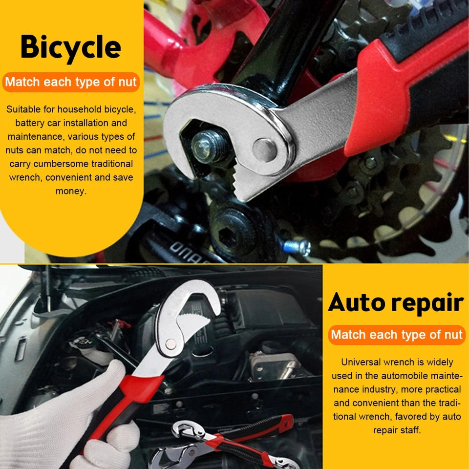 2PCS Universal Wrench Set Adjustable Spanner Multi Function Tool for Plumbing Auto Repair Quick Grip Self Adjusting Wrench Heavy Duty Durable Hand Tool for Home Garage Workshop Use