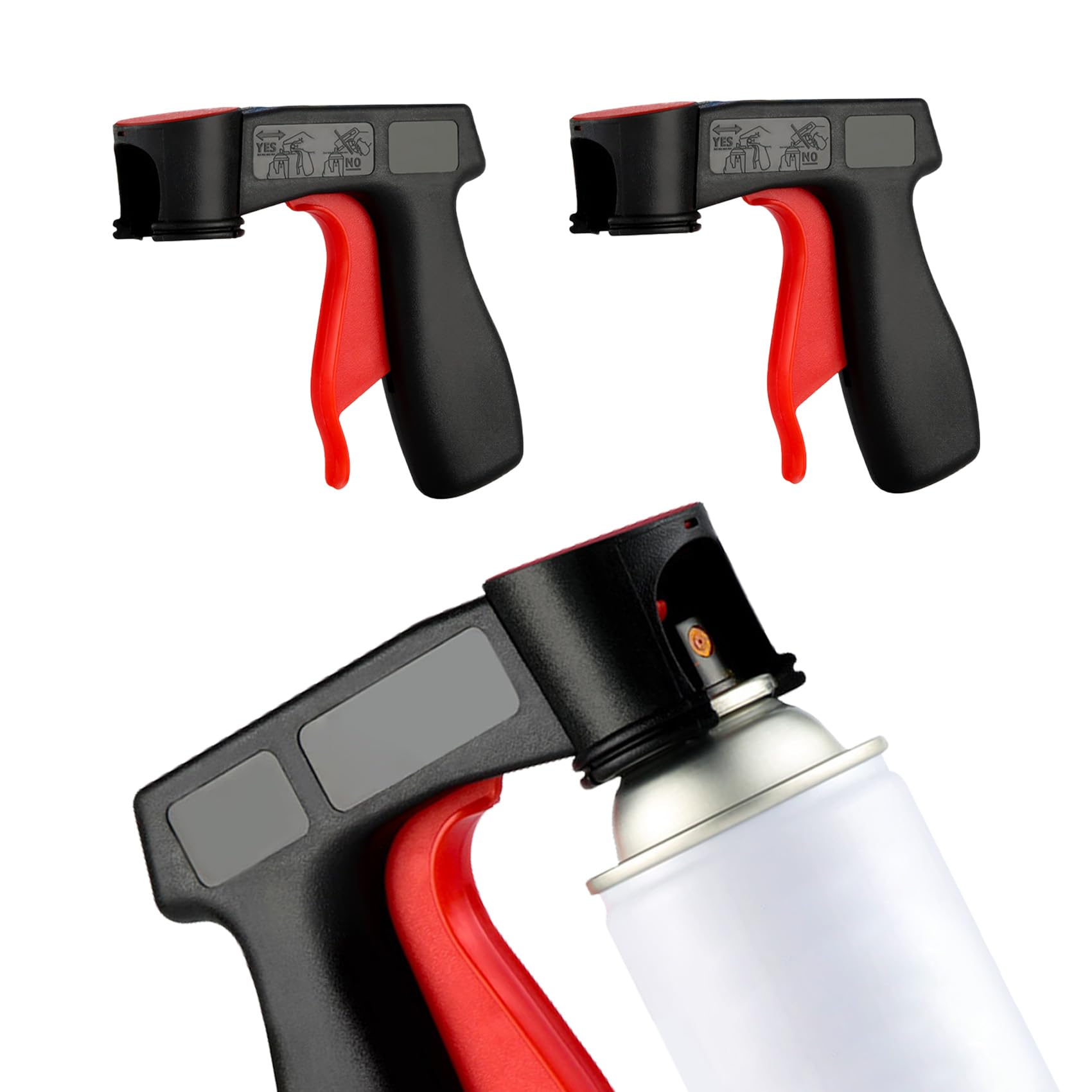 2PCS Universal Aerosol Spray Can Trigger Handle Gun Grip Reusable Full Hand Spray Adapter for Spray Paint Adhesives Lubricants Car Cleaning Home DIY Easy Clip On Off Comfort Handle Tool