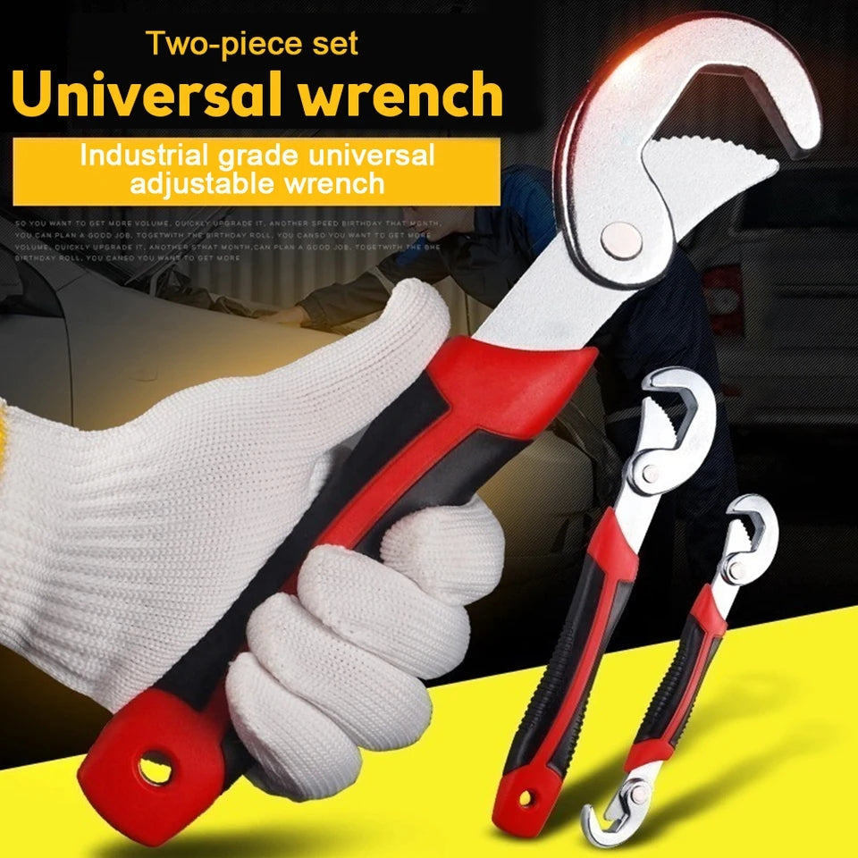 2PCS Universal Wrench Set Adjustable Spanner Multi Function Tool for Plumbing Auto Repair Quick Grip Self Adjusting Wrench Heavy Duty Durable Hand Tool for Home Garage Workshop Use