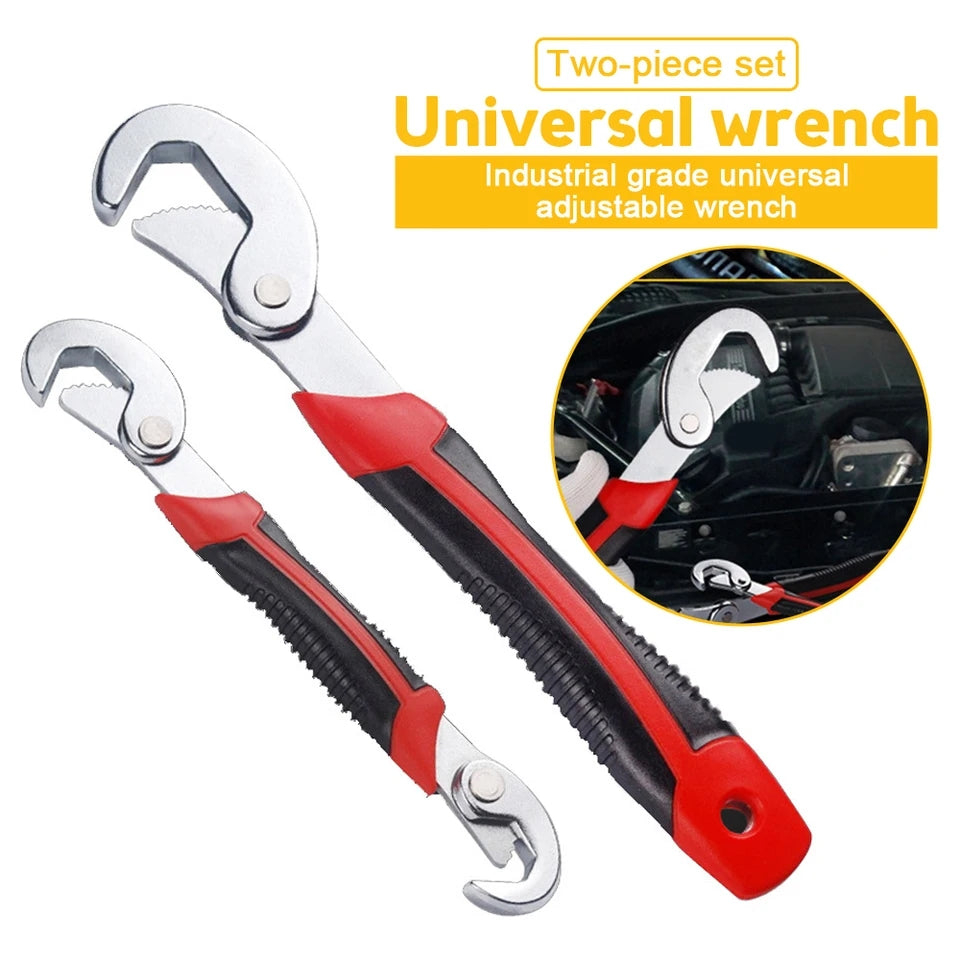 2PCS Universal Wrench Set Adjustable Spanner Multi Function Tool for Plumbing Auto Repair Quick Grip Self Adjusting Wrench Heavy Duty Durable Hand Tool for Home Garage Workshop Use