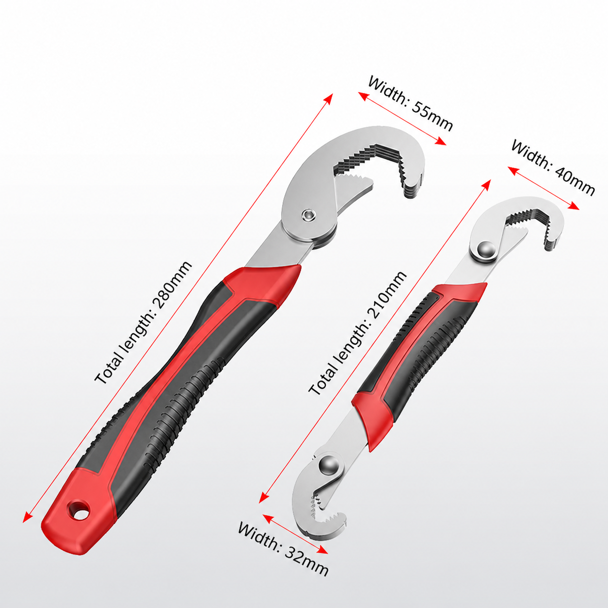 2PCS Universal Wrench Set Adjustable Spanner Multi Function Tool for Plumbing Auto Repair Quick Grip Self Adjusting Wrench Heavy Duty Durable Hand Tool for Home Garage Workshop Use