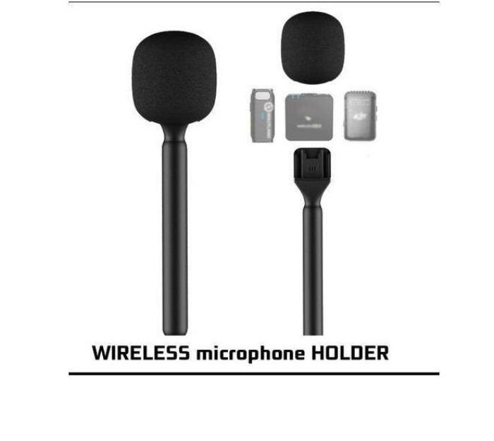 Mic Holder Handheld Stand for Wireless Microphone(Wireless Interview Microphone Adapter Handheld Mount Holder for DJI Mic Stand, Holder for DJI Mic 1/2 / Rode Wireless GO II, for Hollyland Lark M1 /C)