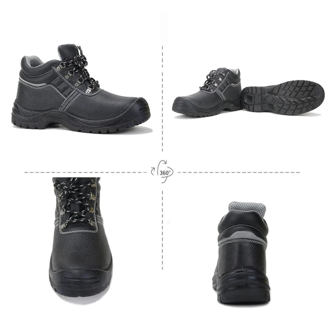FLASH DEALS!!Leather Soldier Heavy Duty Industrial Safety Shoes – Steel Toe Work Boots, Slip-Resistant Protective Footwear, Durable Construction Safety Boots for Men & Women, Comfortable All-Day Work.
