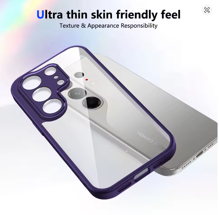 Tecno Camon 50/ Camon 50 Pro Cover Luxury Shockproof Heavy Protection Transparent Phone Case with Black Edges Clear and Colorless Heavy Protection Soft Bumper Cover