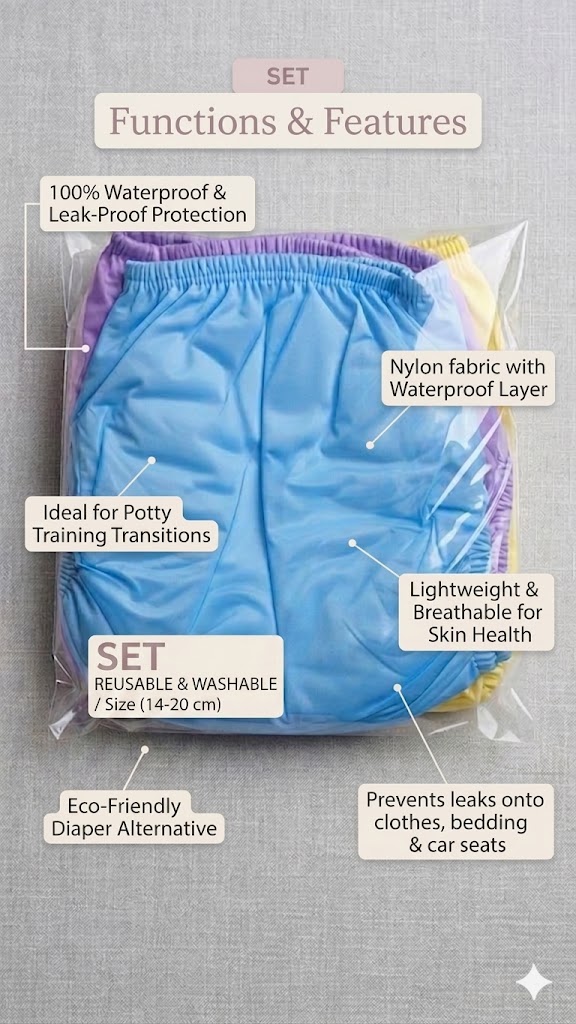 Premium 4-Pack Washable Waterproof Baby Urine Pants - Reusable Leak-Proof Nylon Training Pants for Infants & Toddlers