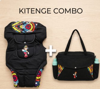 2-in-1 Baby Travel Combo – Ergonomic Baby Carrier + Large Ankara Diaper Bag