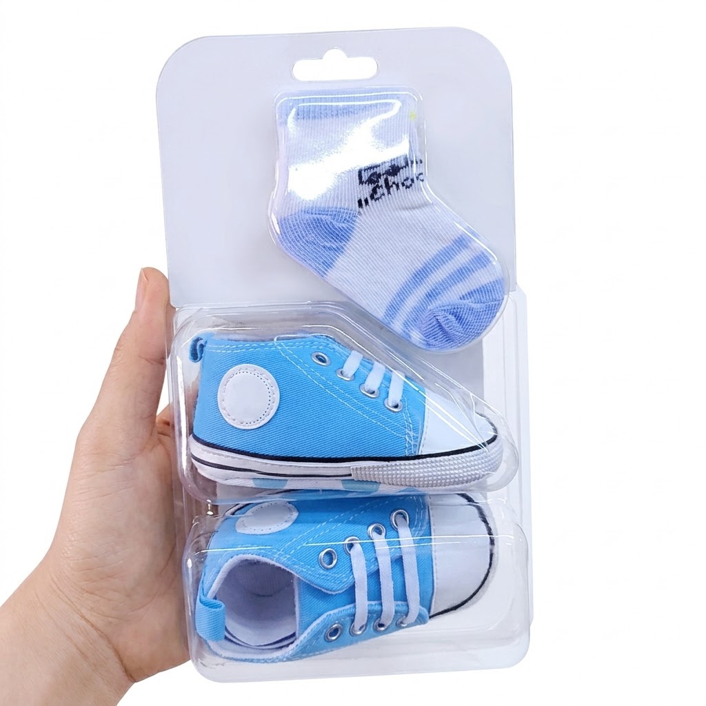 Pre-Walker Shoes & 1 pair of Socks – Non-Slip Flexible Soles for First Steps infants and toddlers