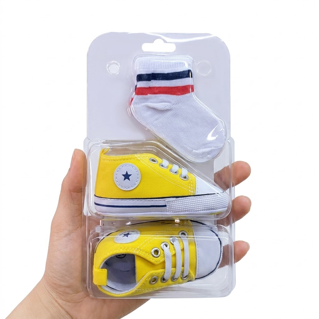 Pre-Walker Shoes & 1 pair of Socks – Non-Slip Flexible Soles for First Steps infants and toddlers