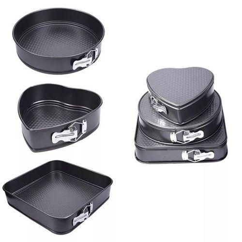 3-in-1 Cake Mold Baking Tin Set – Round, Square & Heart Shapes + Bread Loaf Pan