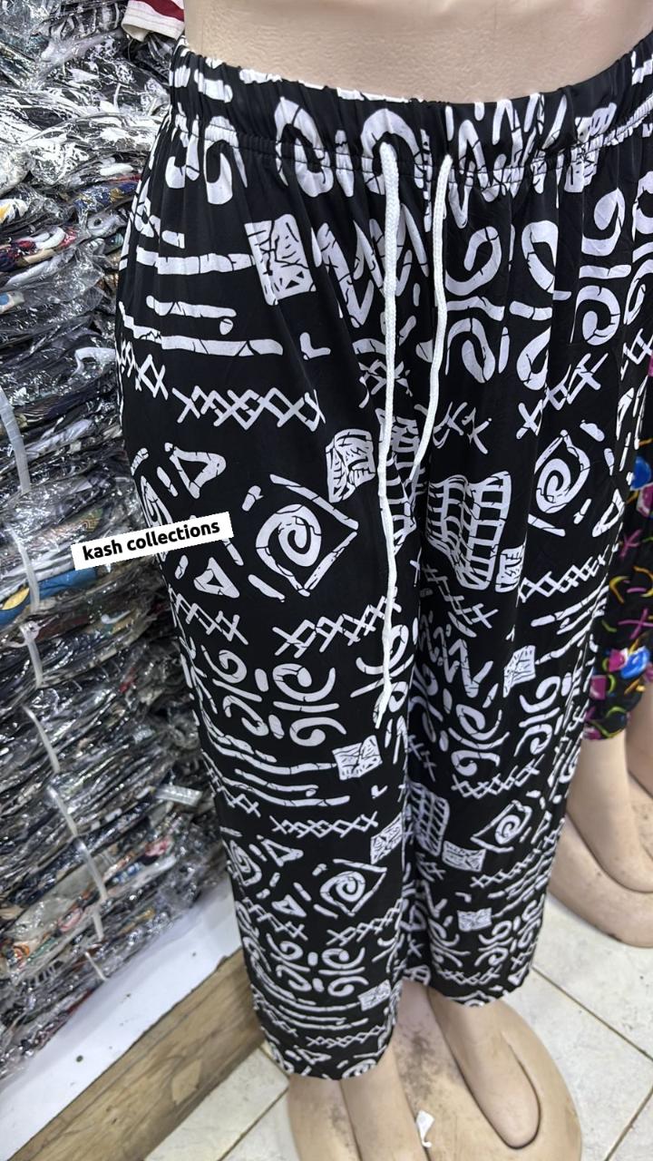 [LIMITED OFFER!] 3pcs Women’s Printed Wide Leg Palazzo Pants – High Waist Loose Casual Trousers - Mixed Colours and Design prints.