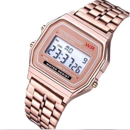 LIMITED OFFER!! Vintage Rose Gold F91W Series Digital LED Watch:| with Alarm | 1/100 Sec Stopwatch | 7-Yrs Lithium Battery | Water Resistant | Day, Date & Time LED Display | Lightweight | Watches