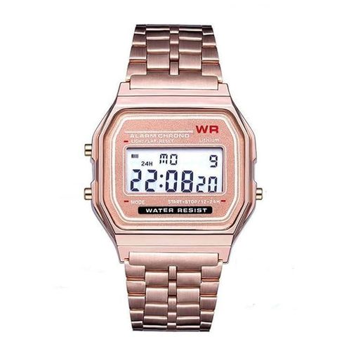 LIMITED OFFER!! Vintage Rose Gold F91W Series Digital LED Watch:| with Alarm | 1/100 Sec Stopwatch | 7-Yrs Lithium Battery | Water Resistant | Day, Date & Time LED Display | Lightweight | Watches