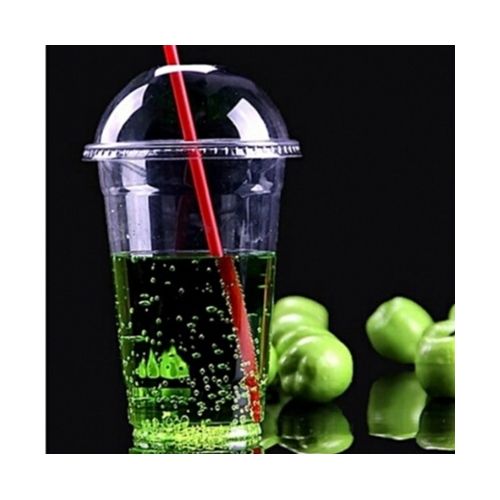 AMAZING OFFERS!! 100Pcs Disposable Plastic Cups with Dome Lids & Straws:| 250ml | Suitable for Juices, Iced Coffee, Smoothies, Milkshakes and Frozen Cocktails | Recyclable
