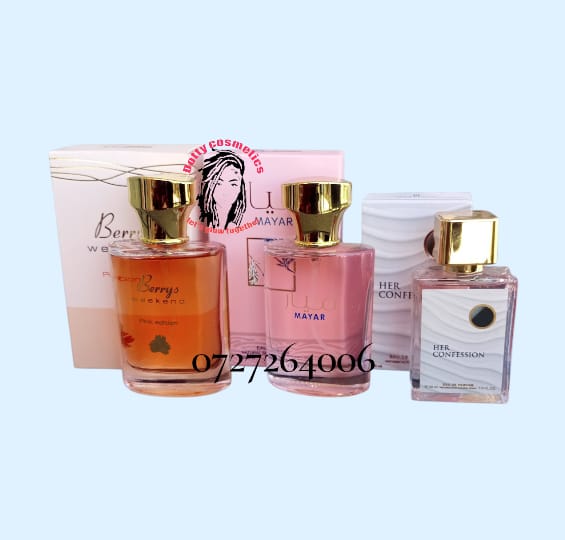 3pcs  Women’s Perfume Set –  Mayar 35ml +Berry’s Weekend 35ml & Her Confession 30ml(Long Lasting Fragrance)Enjoy variety and luxury with this 3-in-1 Perfume Collection, featuring three unique scents
