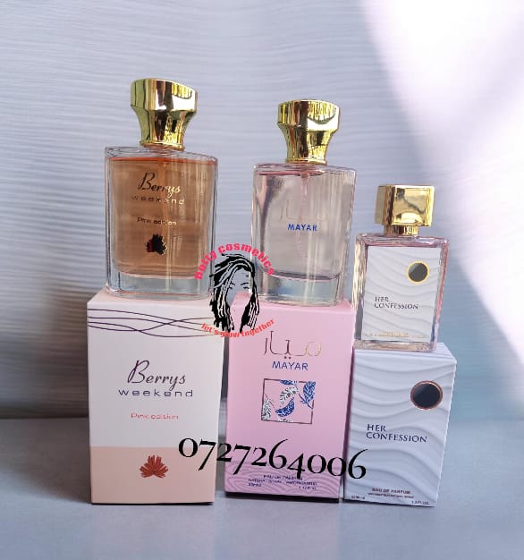 3pcs  Women’s Perfume Set –  Mayar 35ml +Berry’s Weekend 35ml & Her Confession 30ml(Long Lasting Fragrance)Enjoy variety and luxury with this 3-in-1 Perfume Collection, featuring three unique scents