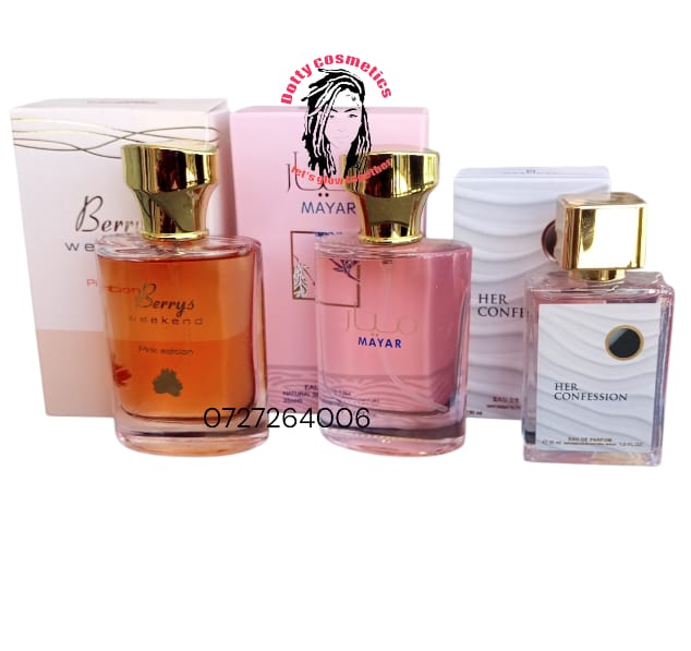 3pcs  Women’s Perfume Set –  Mayar 35ml +Berry’s Weekend 35ml & Her Confession 30ml(Long Lasting Fragrance)Enjoy variety and luxury with this 3-in-1 Perfume Collection, featuring three unique scents