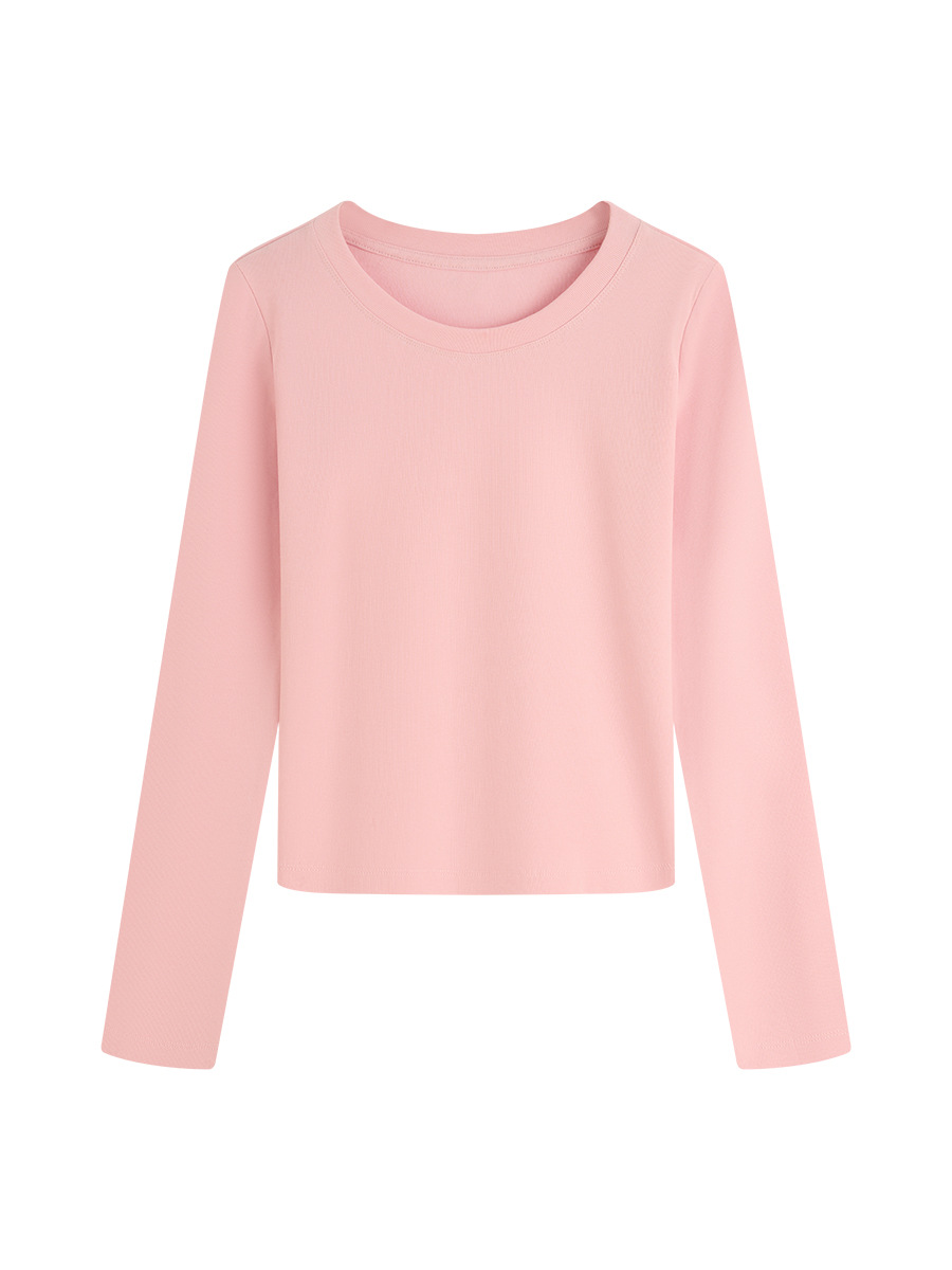 European and American women's casual long-sleeved T-shirt spring and autumn elastic fitted pullover T-shirt women's streetwear base layer top