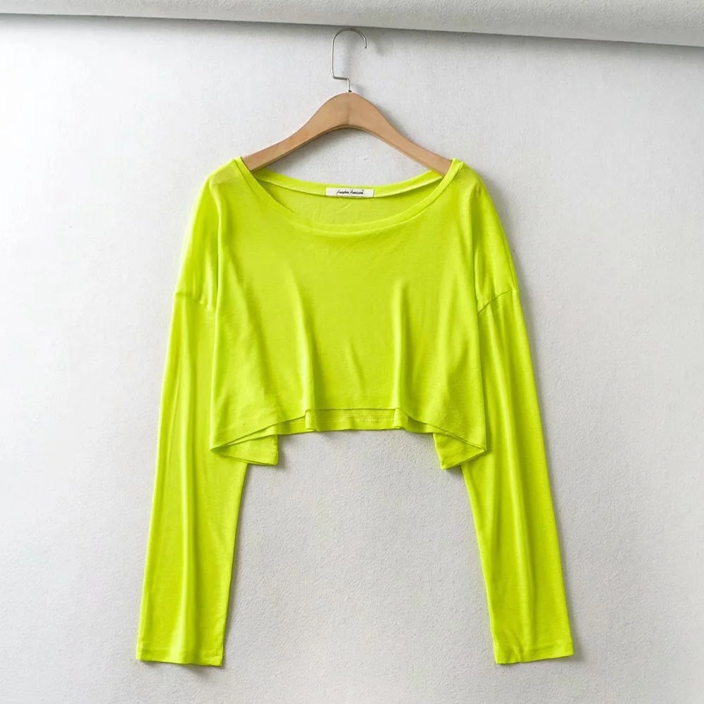 European and American style sexy off-shoulder top for women, spring and summer thin lazy style cover-up sun protection knitted long-sleeved T-shirt for women