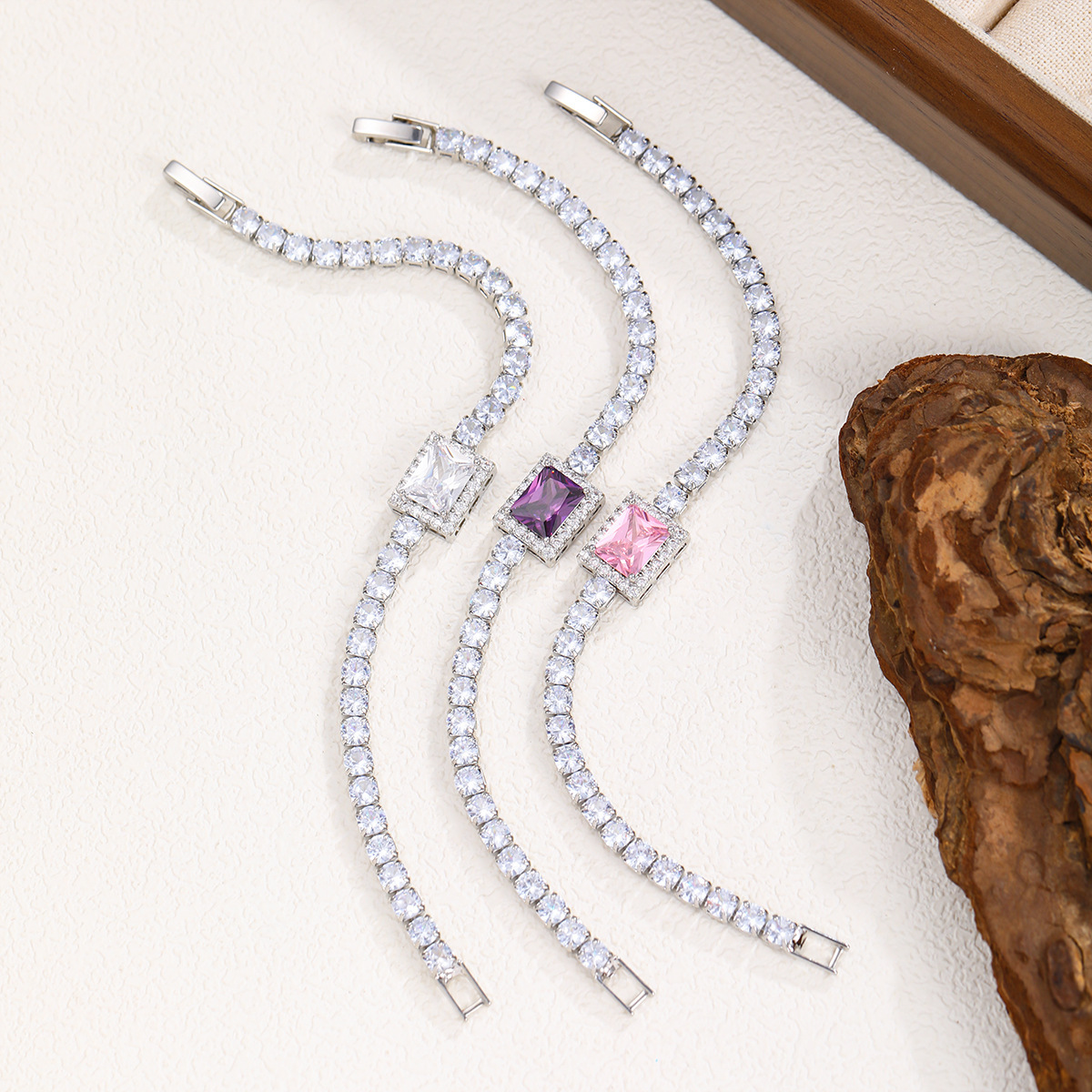 European and American cross-border hot-selling classic geometric design square exquisite zircon bracelet women's tennis bracelet hand jewelry wholesale