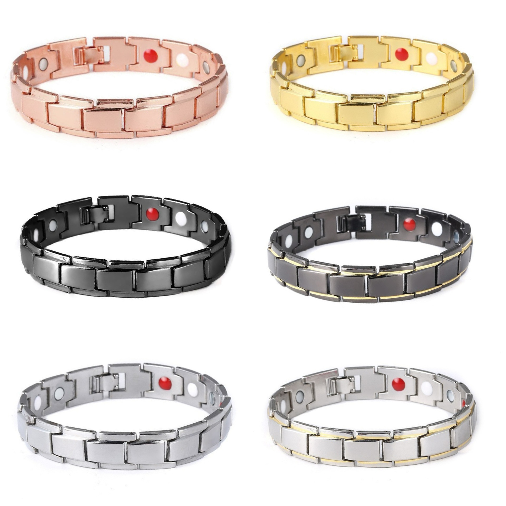 5 *PCS Cross-border Hot Selling Alloy Men's Detachable Adjustable Black Gold Magnetic Bracelet Hand Jewelry European and American Couple Bracelet for Men
