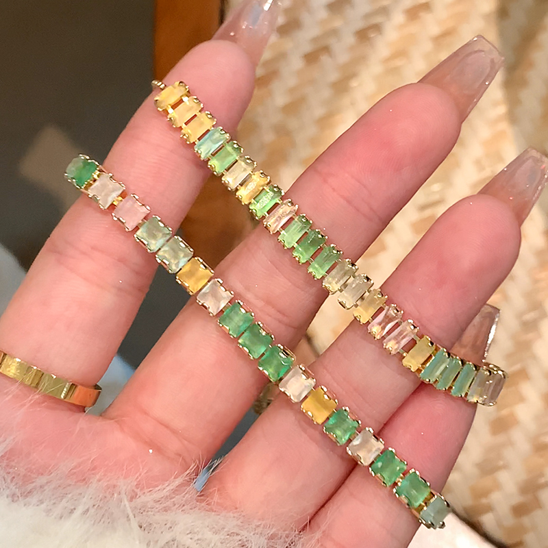 European and American Amazon fashion colorful birthstone bracelet adjustable full diamond crystal tennis bracelet for women zircon jewelry