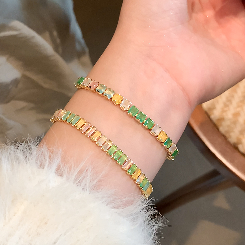 European and American Amazon fashion colorful birthstone bracelet adjustable full diamond crystal tennis bracelet for women zircon jewelry