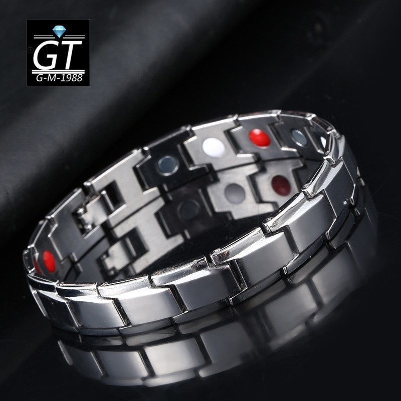 5 *PCS Cross-border Hot Selling Alloy Men's Detachable Adjustable Black Gold Magnetic Bracelet Hand Jewelry European and American Couple Bracelet for Men