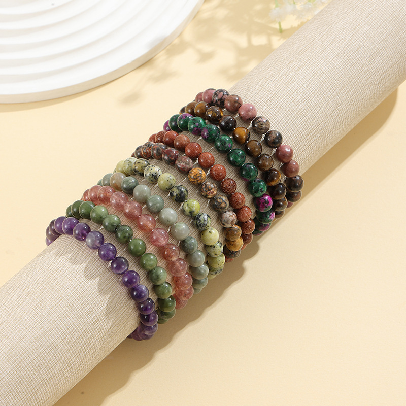 Popular European and American cross-border hot-selling fashion jewelry 8mm natural stone bracelet amethyst tiger eye agate bracelet hand jewelry