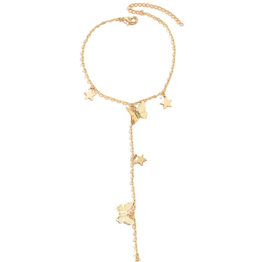 European and American cross-border Amazon five-pointed star butterfly sequin chain ring connected bracelet hand jewelry Yiwu manufacturer