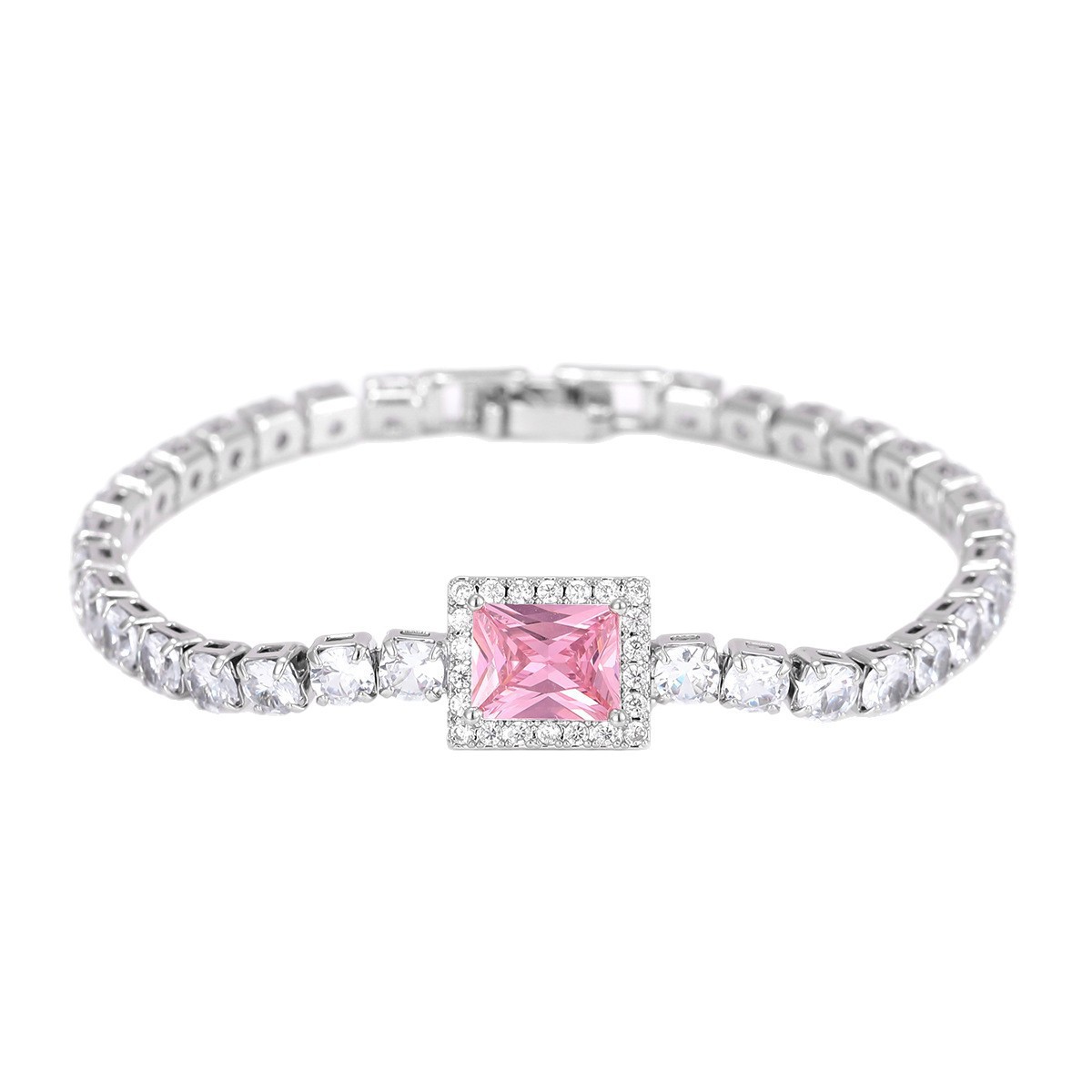 European and American cross-border hot-selling classic geometric design square exquisite zircon bracelet women's tennis bracelet hand jewelry wholesale