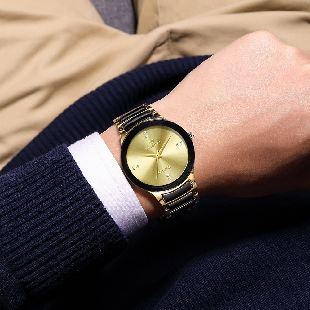 Foreign trade simple strip nail scale men's watch fashion trend business elegance British style steel strip quartz watch men
