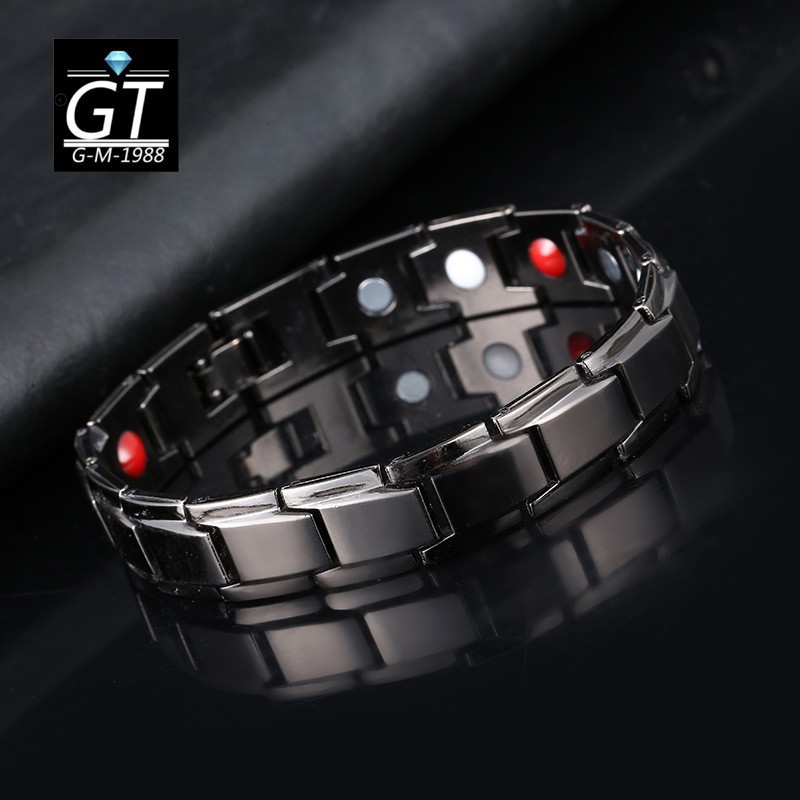 5 *PCS Cross-border Hot Selling Alloy Men's Detachable Adjustable Black Gold Magnetic Bracelet Hand Jewelry European and American Couple Bracelet for Men