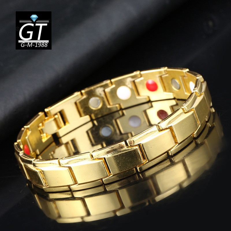 5 *PCS Cross-border Hot Selling Alloy Men's Detachable Adjustable Black Gold Magnetic Bracelet Hand Jewelry European and American Couple Bracelet for Men