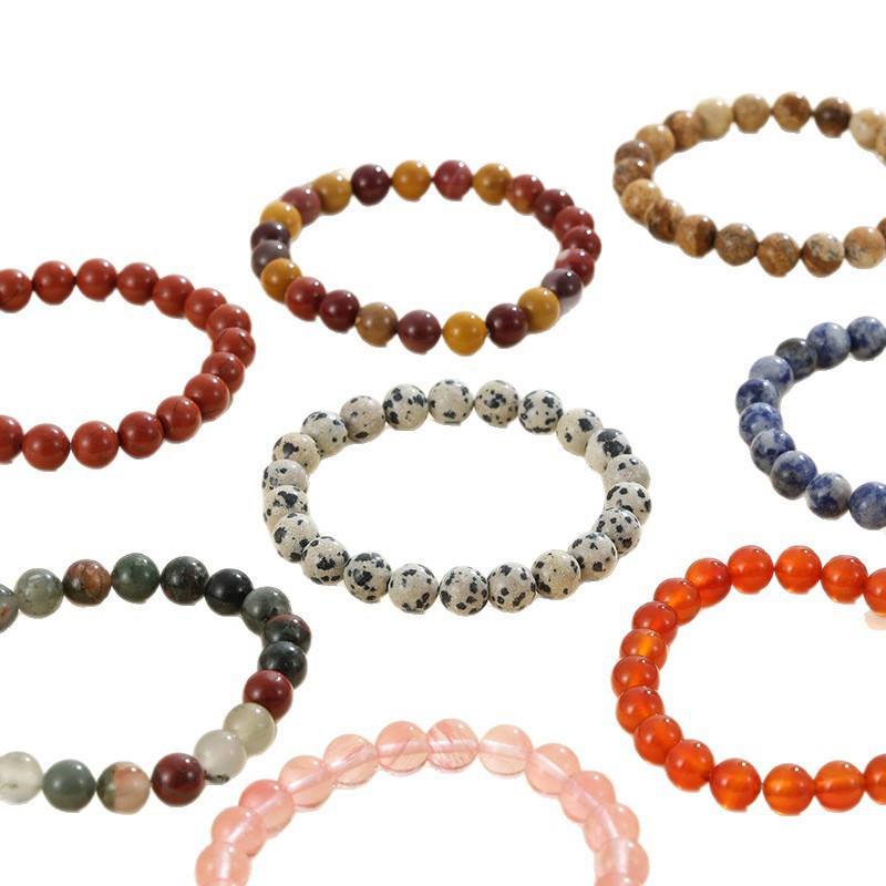 Popular European and American cross-border hot-selling fashion jewelry 8mm natural stone bracelet amethyst tiger eye agate bracelet hand jewelry