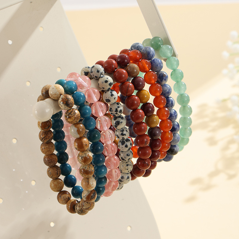Popular European and American cross-border hot-selling fashion jewelry 8mm natural stone bracelet amethyst tiger eye agate bracelet hand jewelry