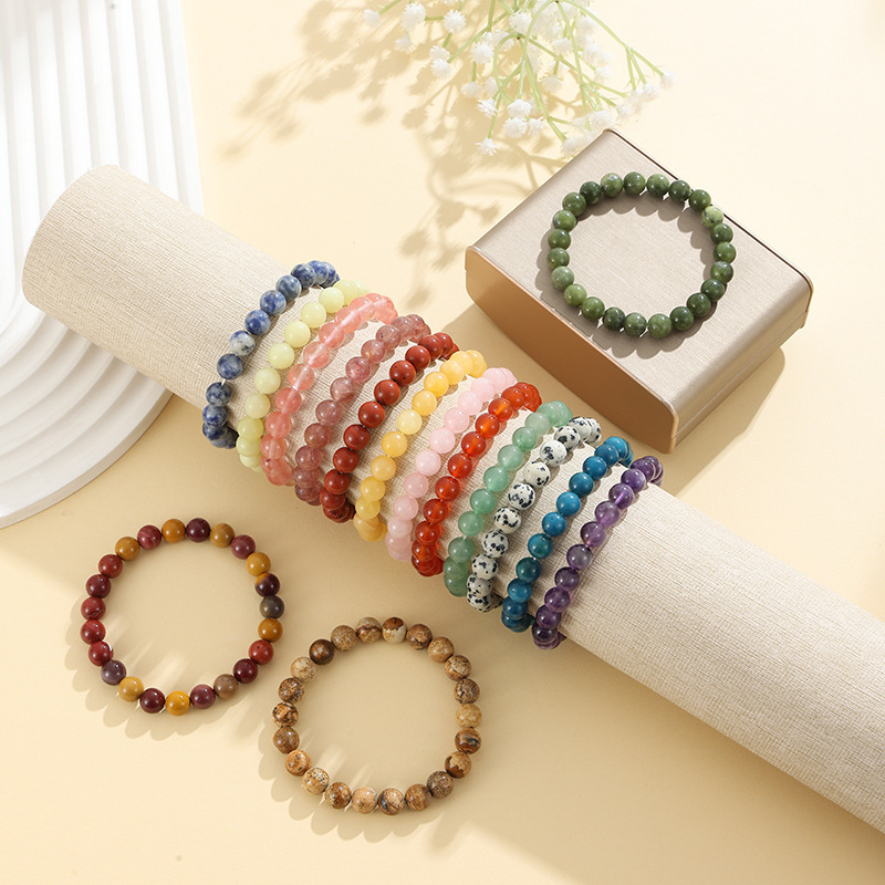 Popular European and American cross-border hot-selling fashion jewelry 8mm natural stone bracelet amethyst tiger eye agate bracelet hand jewelry