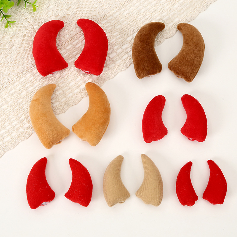 Halloween Little Devil Horns 3D Fabric Patch Accessories Hairband Headband Keychain Decoration Pendant Wholesale