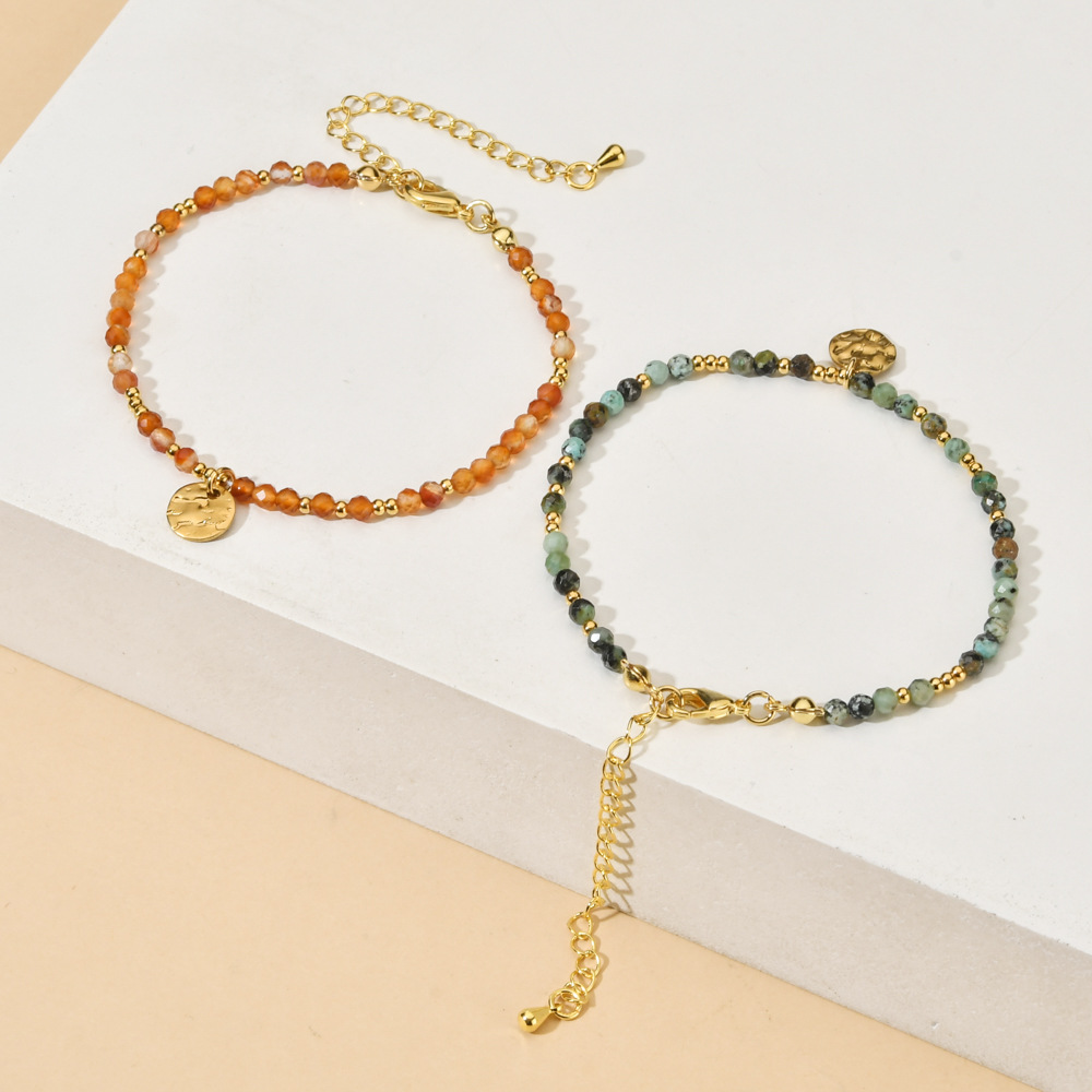 Cross-border irregular natural stone bead bracelet, European and American ethnic style stainless steel accessories, colorful crystal bracelet hand jewelry.