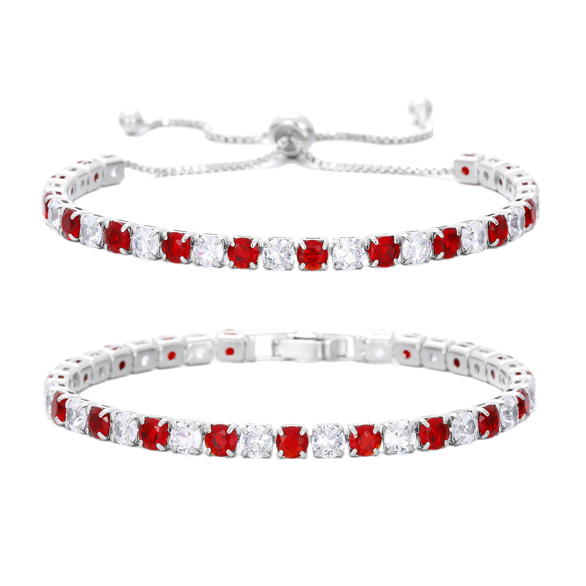 Cross-border 4mm round zircon single-row full-drill adjustable crystal tennis bracelet European and American fashion silver jewelry hand jewelry wholesale