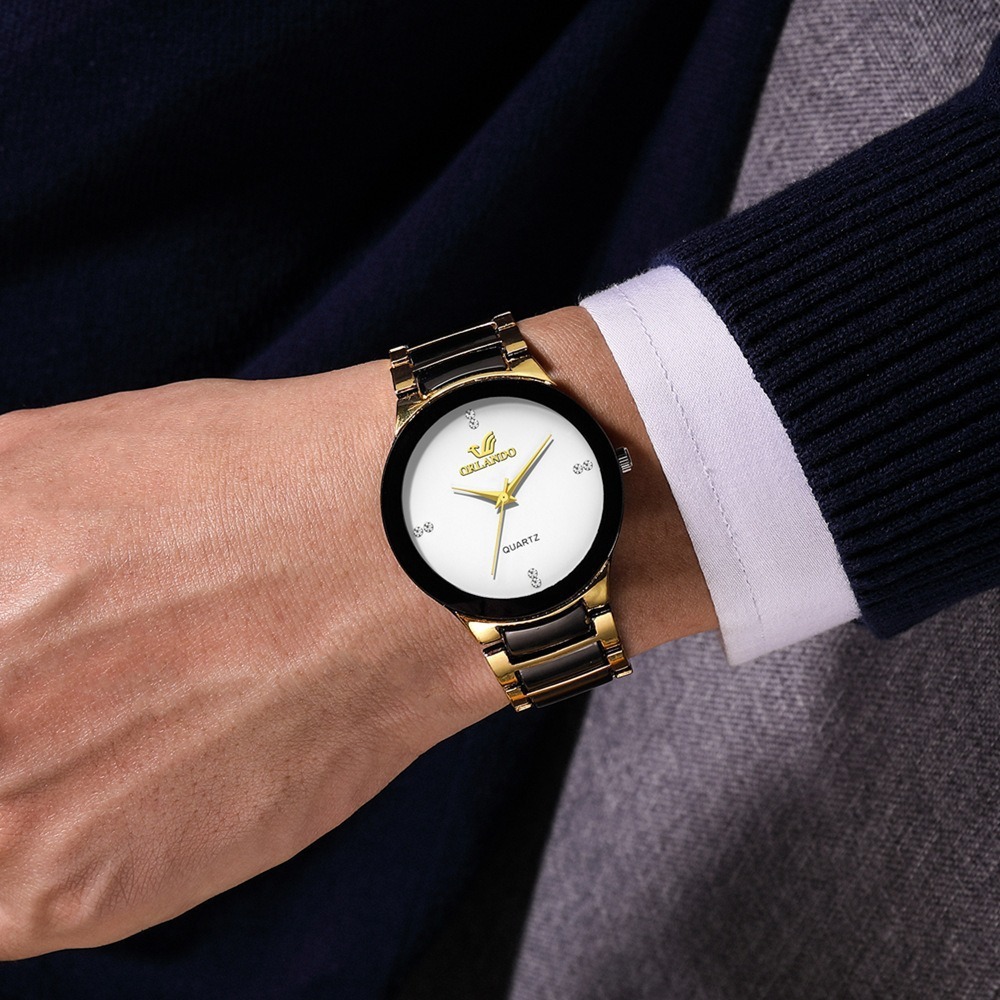 Foreign trade simple strip nail scale men's watch fashion trend business elegance British style steel strip quartz watch men
