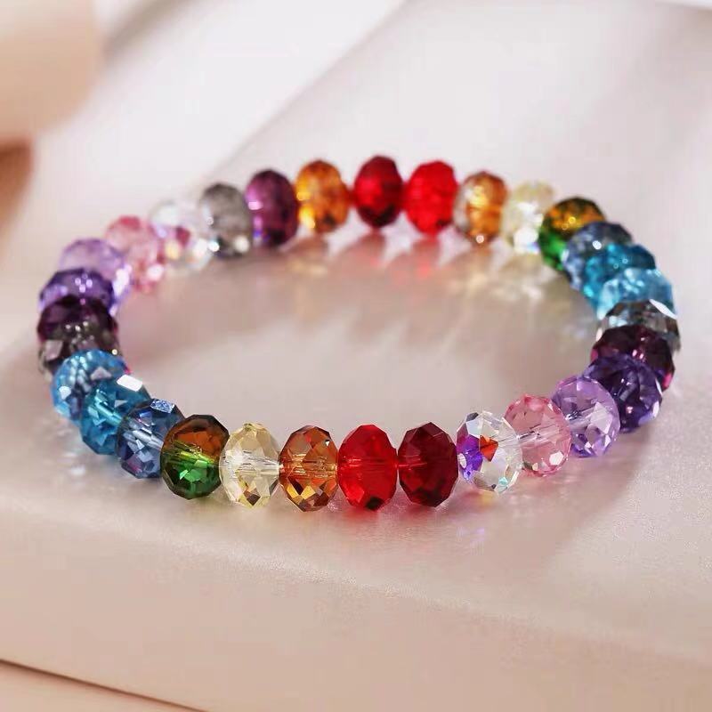 Cross-border Europe and America wish Amazon handmade glass student crystal colorful bead bracelet hand string women