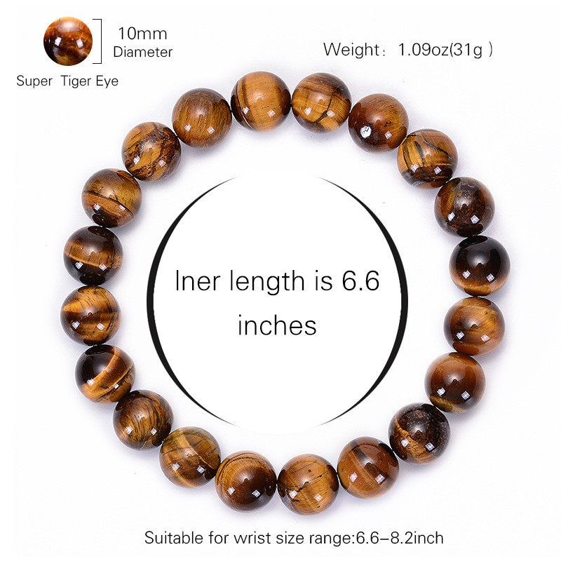 Cross-border Europe and America 6/8/10/12MM Natural Tiger Eye Stone Bracelet Handmade Beaded Single Circle Yellow Tiger Eye Bracelet Wholesale