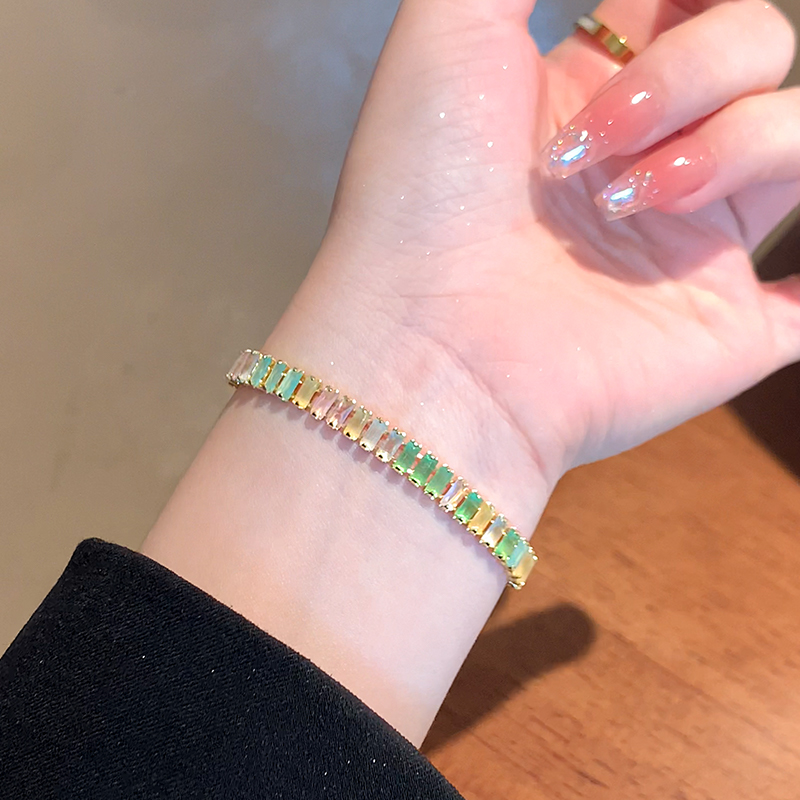 European and American Amazon fashion colorful birthstone bracelet adjustable full diamond crystal tennis bracelet for women zircon jewelry