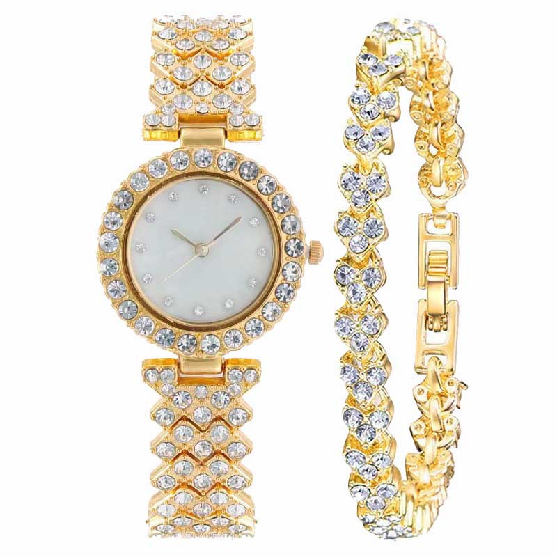 Spot watch online red cross-border dithering popular simple digital small dial ladies diamond inlaid quartz bracelet watch students