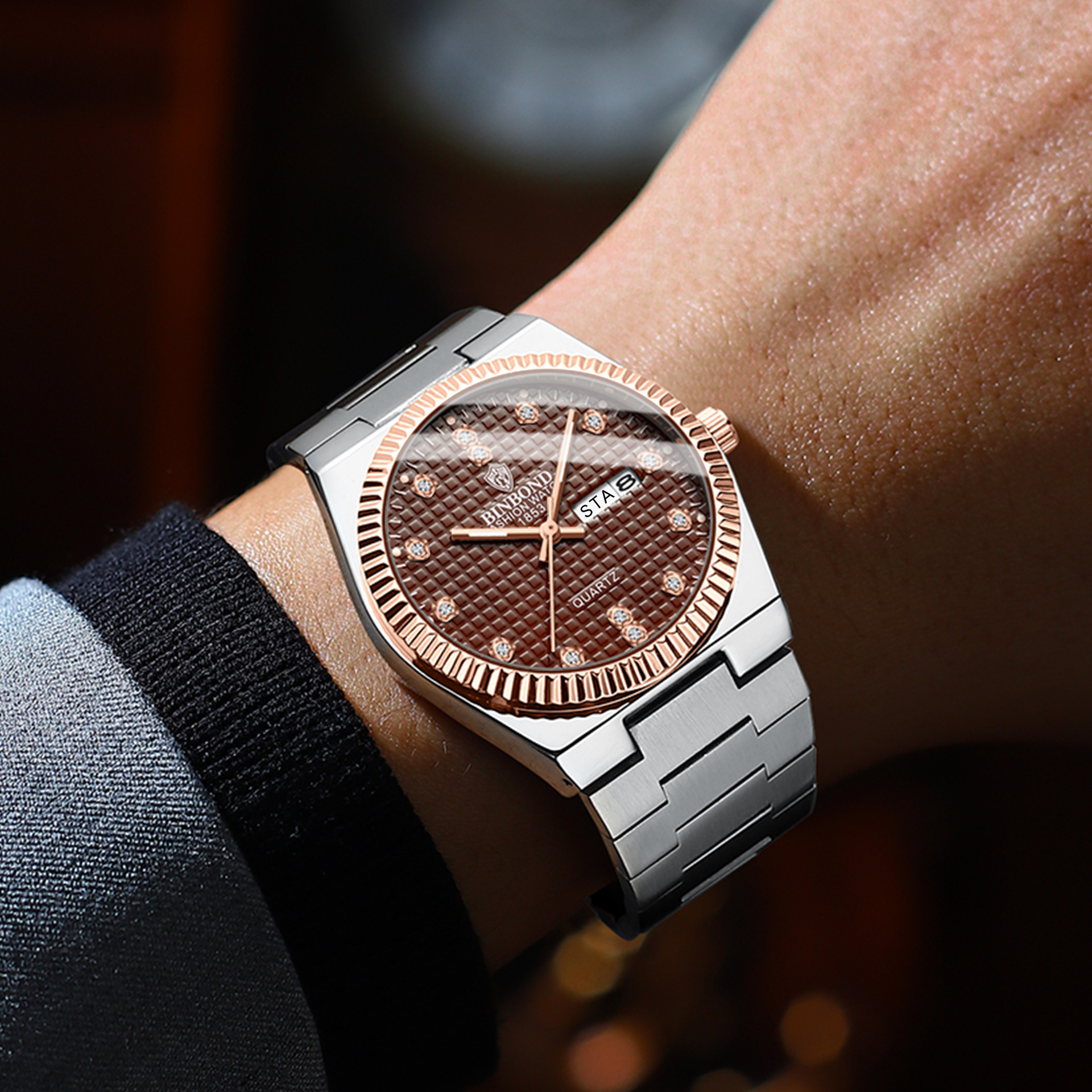 2 * PCS BINBOND ultra-thin new watch men's super player series night light fashion trend waterproof men's watch