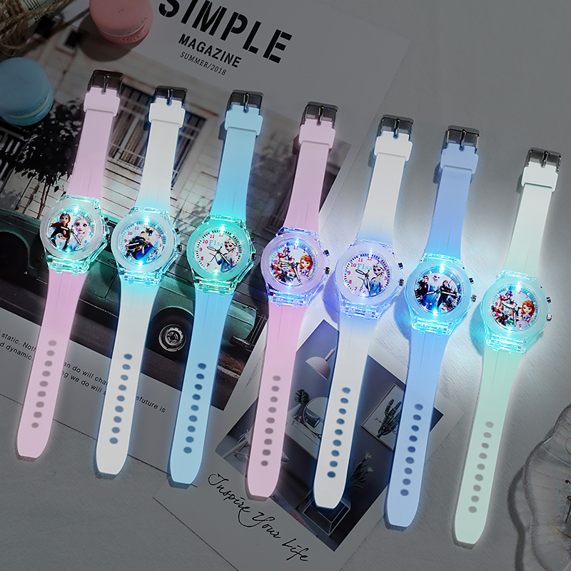 Silicone luminous cartoon children's watch, elementary school watch, girl's gift, cute style brand, Switzerland only looks at time