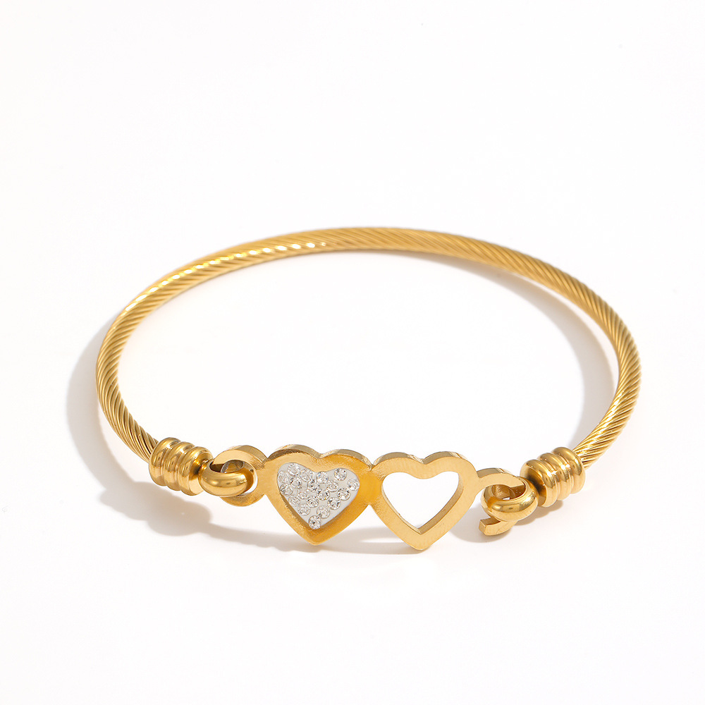 2 * PCS cross-border stainless steel jewelry Europe and the United States love heart diamond Fried Dough Twists high sense versatile eye style bracelet women