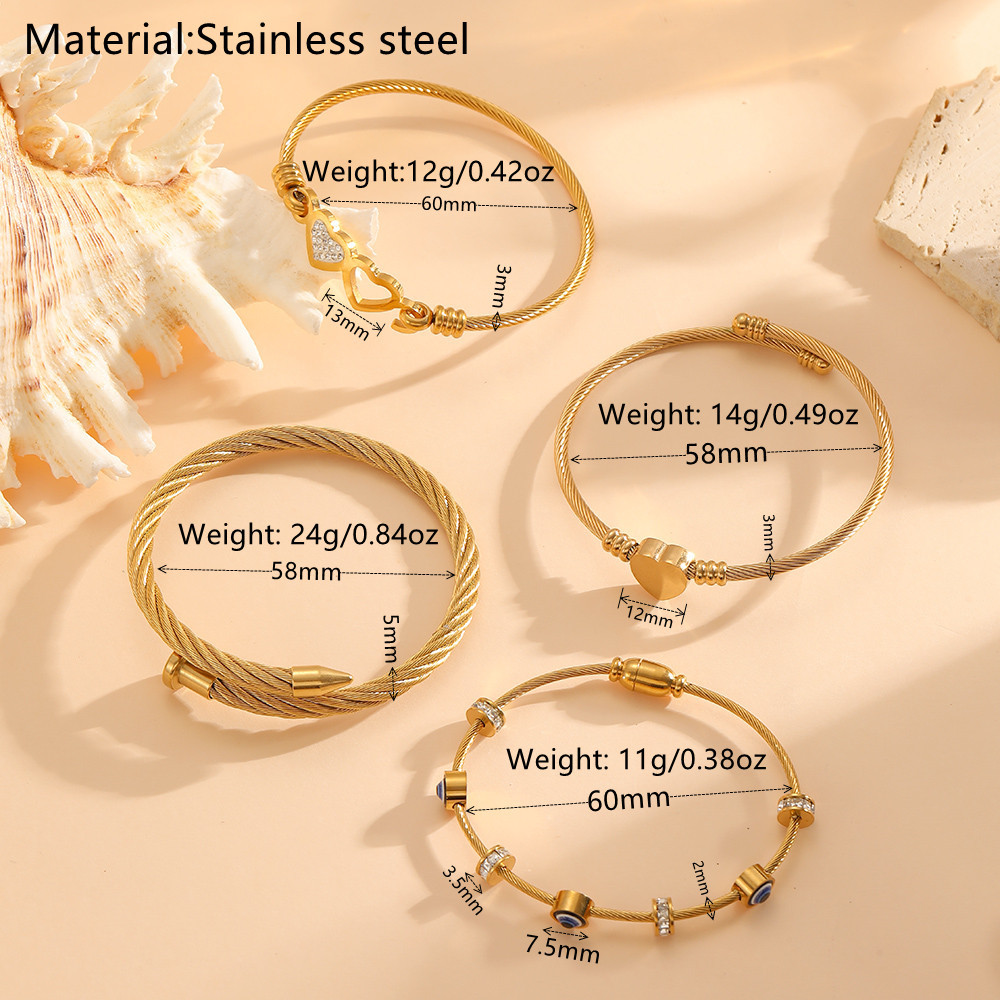 2 * PCS cross-border stainless steel jewelry Europe and the United States love heart diamond Fried Dough Twists high sense versatile eye style bracelet women